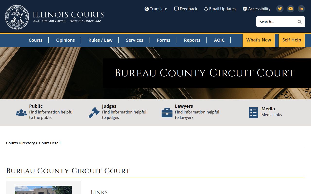 Bureau County court source for inmate release records