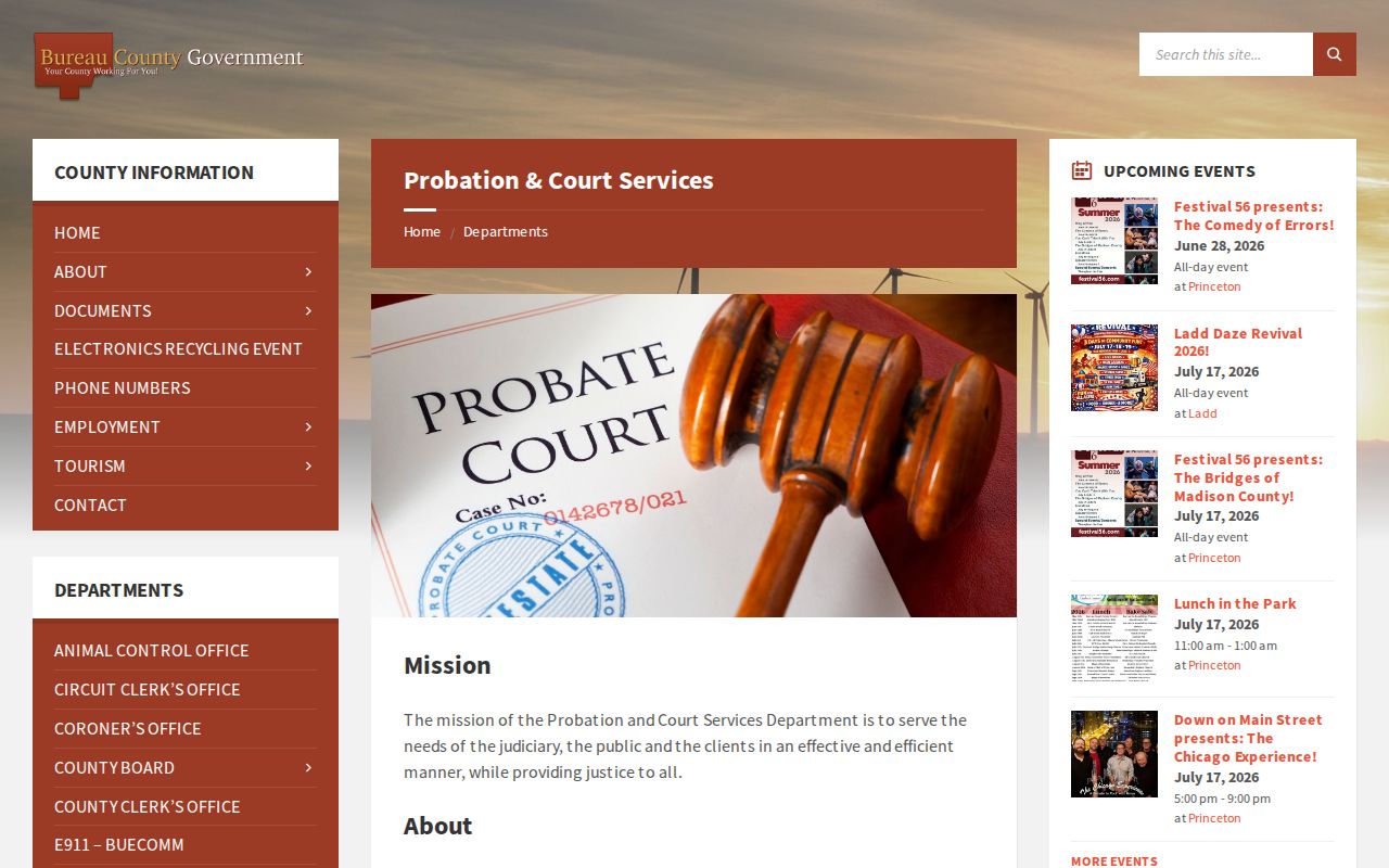 Bureau County probation office post-release supervision contact
