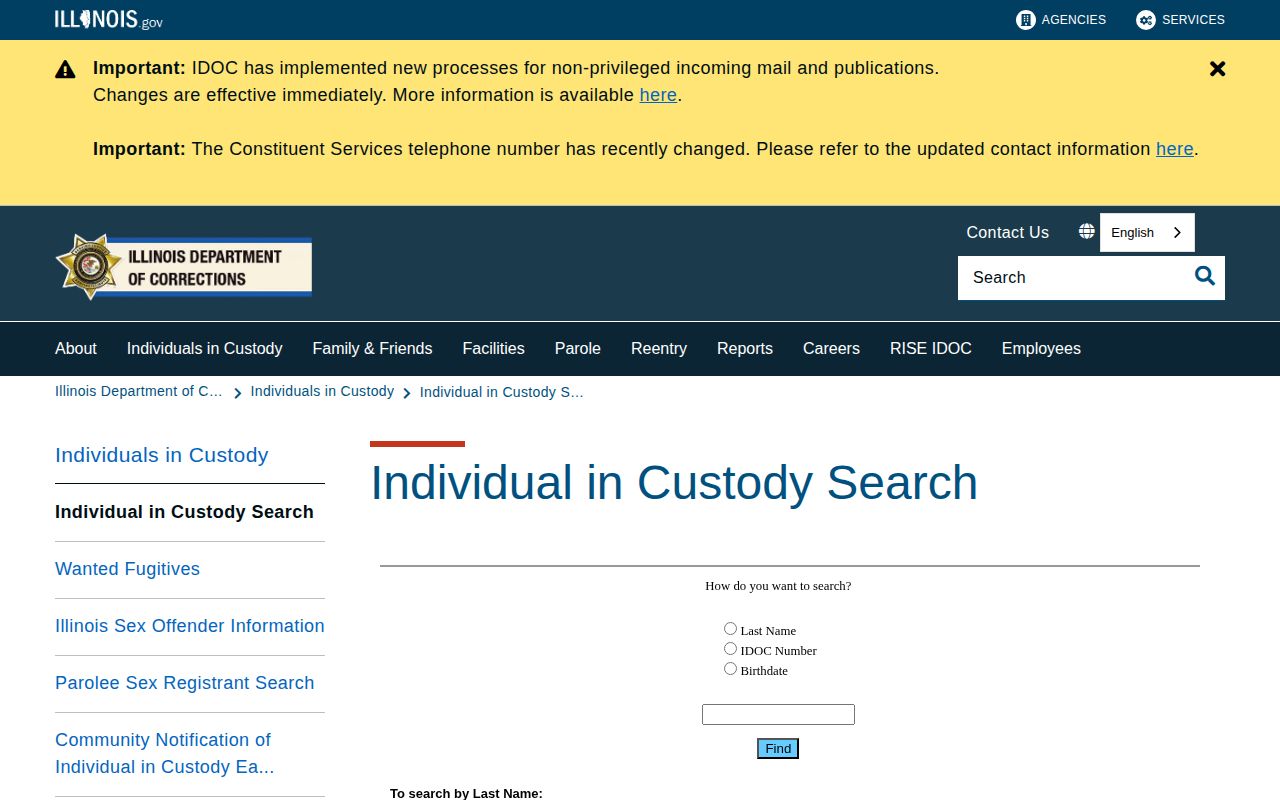 IDOC search for Bureau County released inmate records